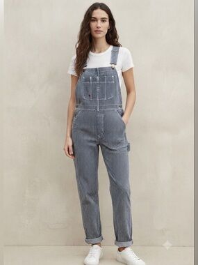 Dickies Women’s Boyfriend Bib Overall in Stonewash Stripe